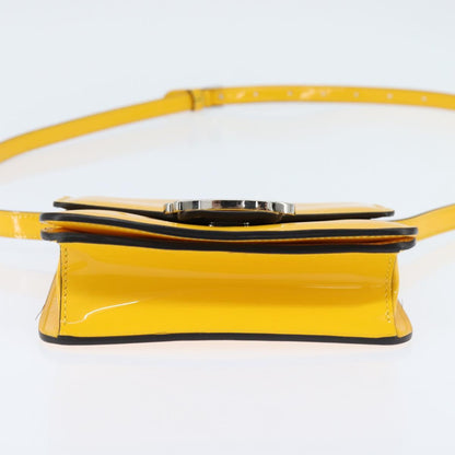 Fendi Curligraphy Shoulder Enamel Yellow Silver, YELLOW, PATENT_LEATHER, Shoulder bag
