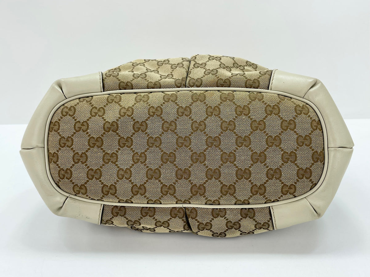 Gucci Sukey Top Handle Satchel GG Canvas with Leather, Beige, Canvas, Handbag