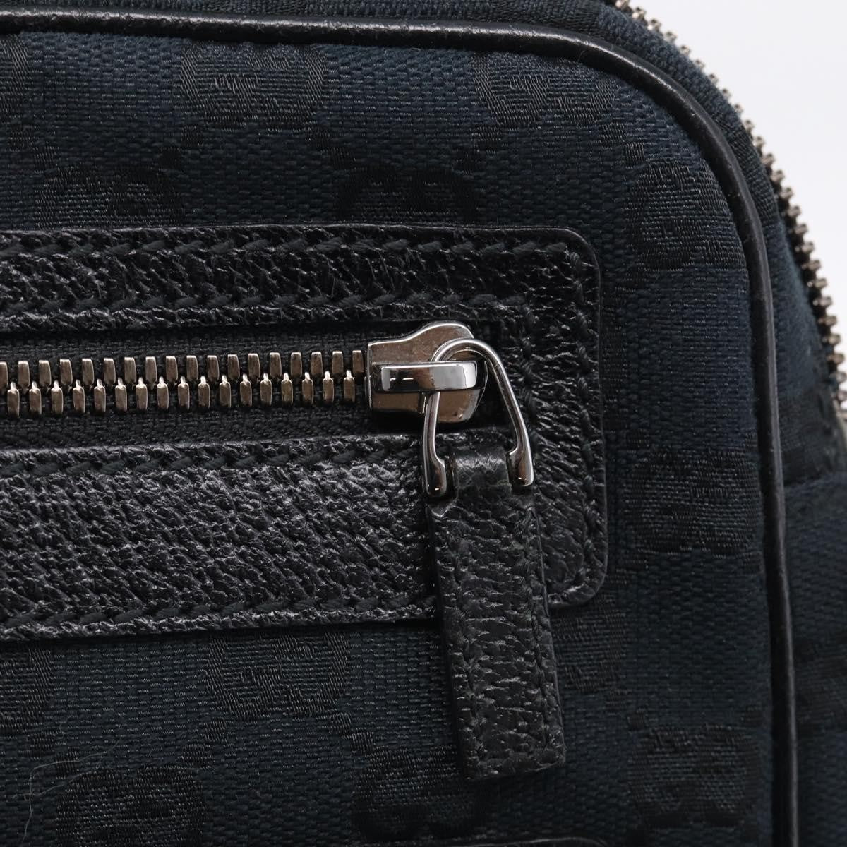 Gucci Front Zip Messenger Canvas and Leather, Black, Canvas, Crossbody Bag