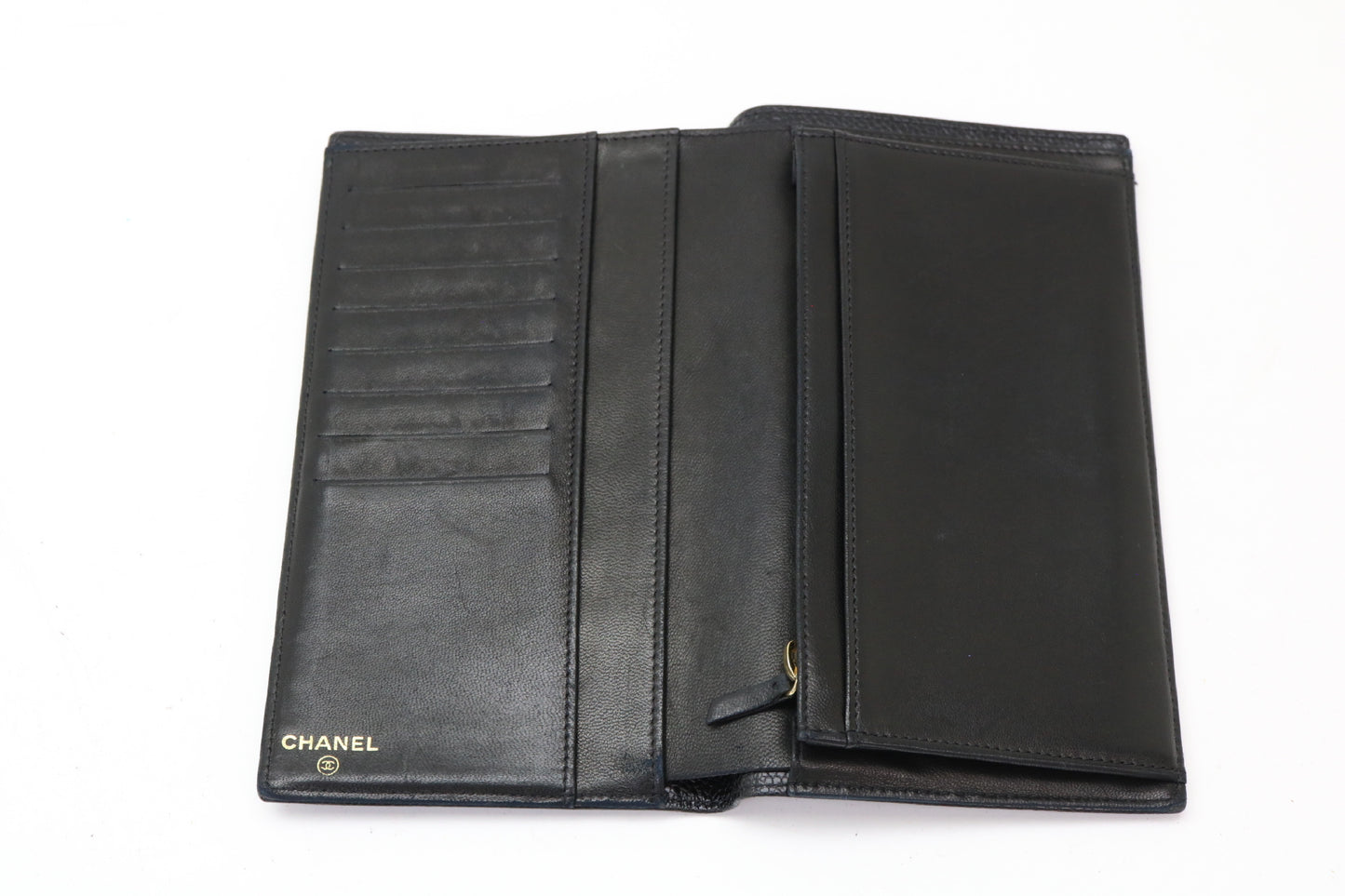 Chanel Coco Boy Flap Wallet Quilted Aged Calfskin, Black, Calfskin, Wallet