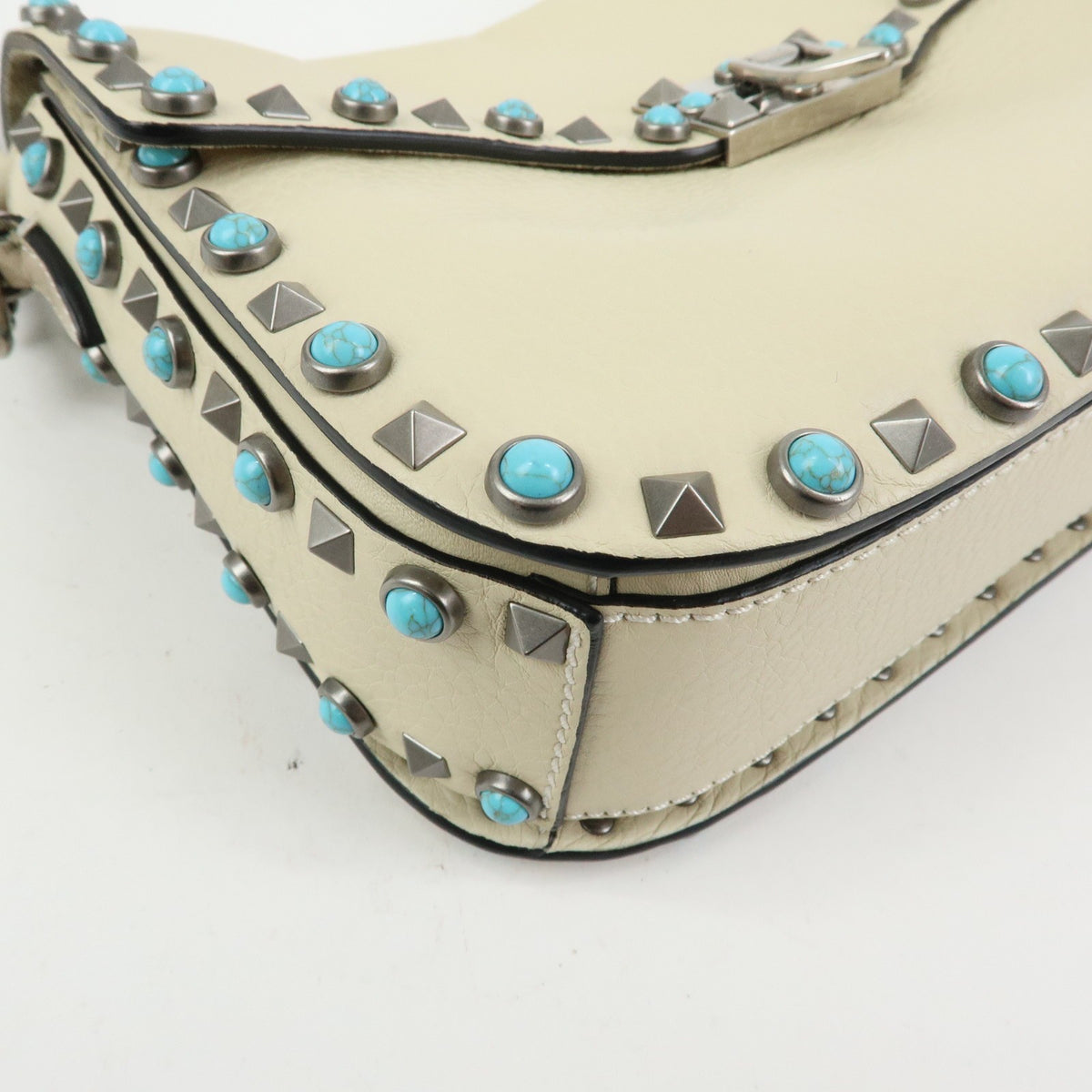 Valentino Garavani Rolling Rockstud Leather with Cabochons, Multicolour, Leather, Crossbody Bag