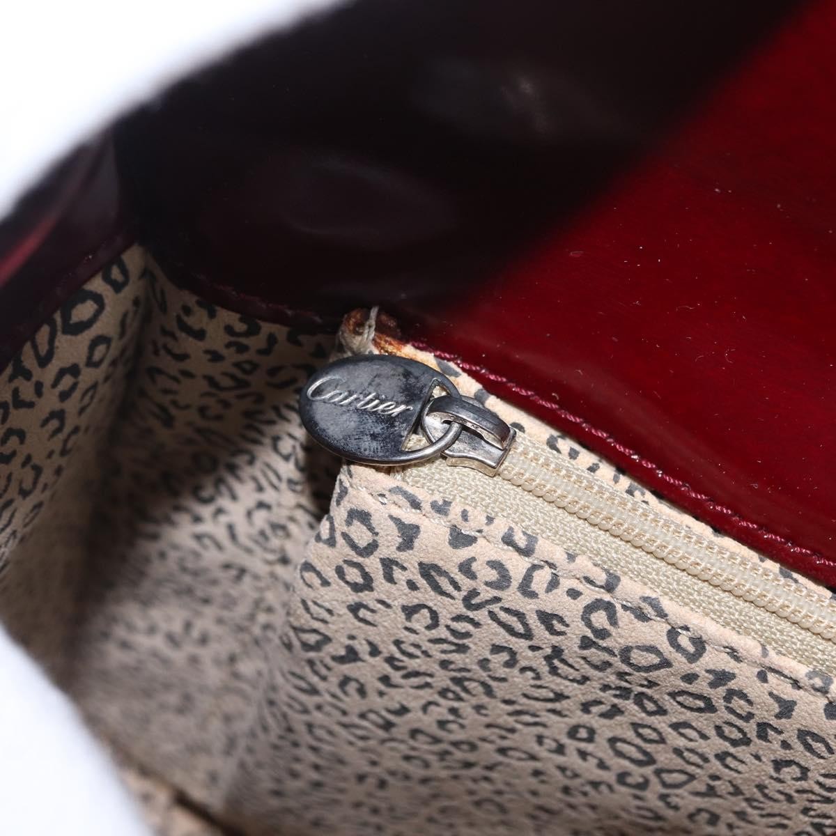 Cartier Panthère Shoulder Patent Leather, Burgundy, Patent Leather, Shoulder Bag
