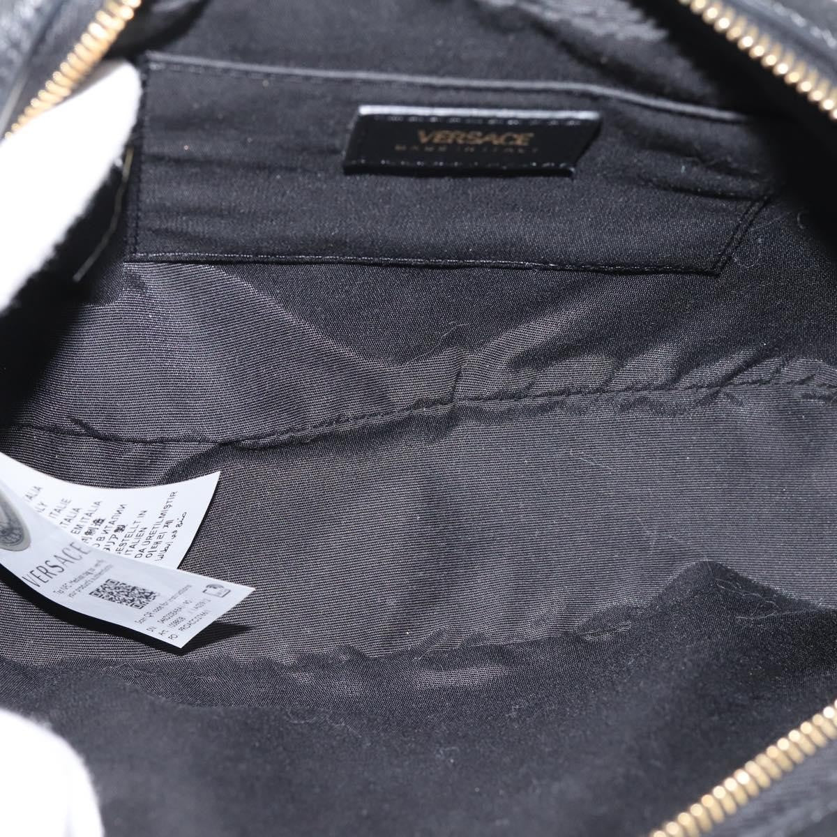Versace Medusa Icon Front Slip Pocket Camera Quilted Leather, Black, Leather, Handbag