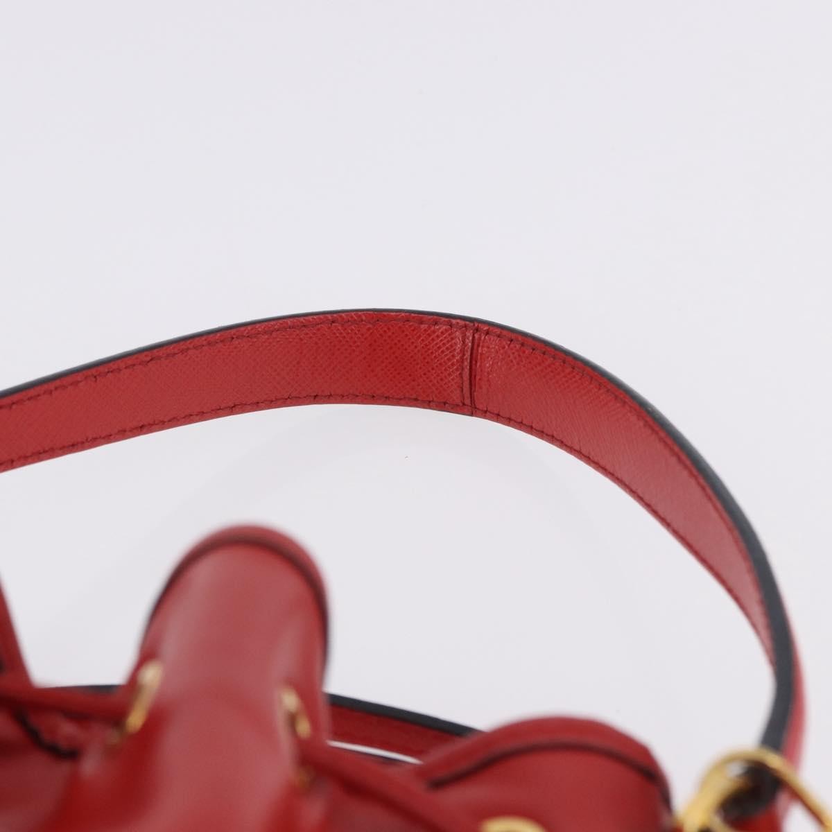 Prada Drawstring Pocket Bucket Soft Calf, Red, Leather, Shoulder Bag