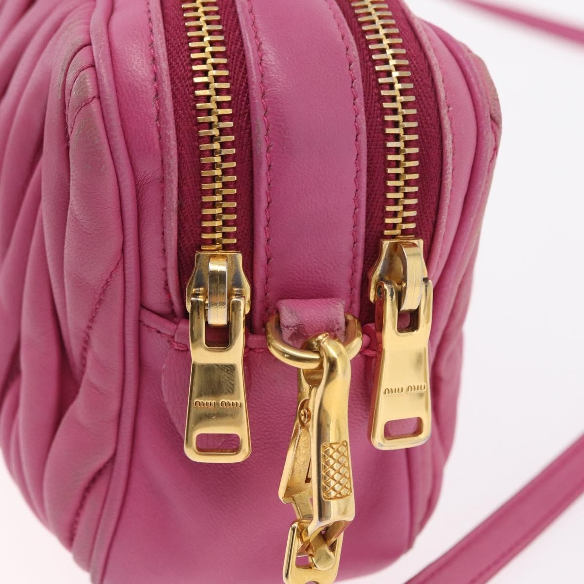 Miu Miu Tech Matelasse Leather, Pink, Leather, Crossbody Bag