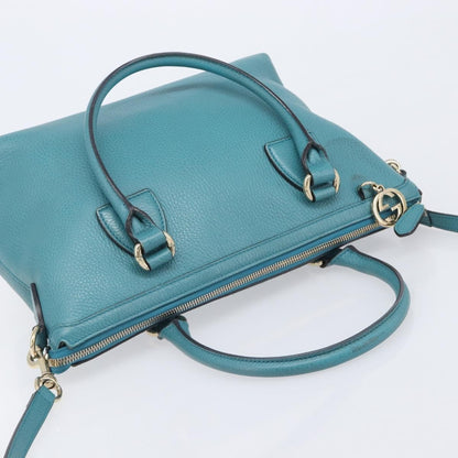 Gucci GG Charm Convertible Dome Satchel Leather, Blue, Leather, Handbag
