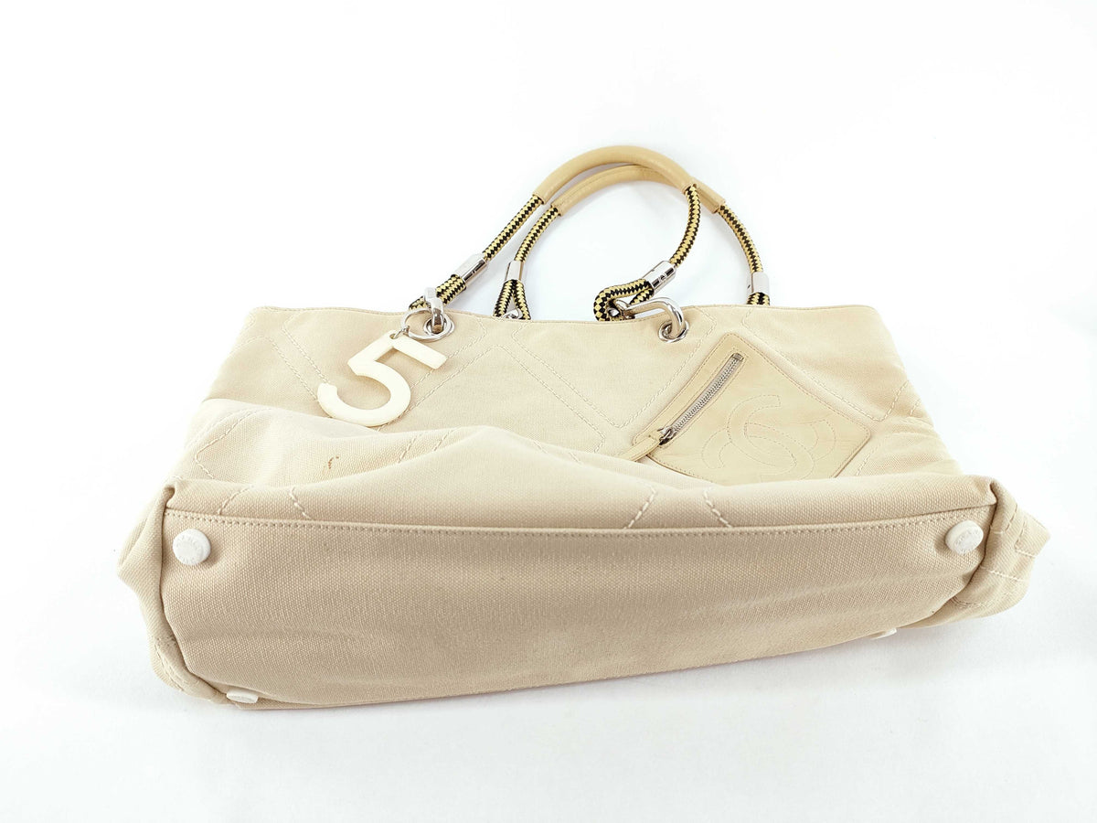 Chanel Vintage No. 5 Canvas, Beige, Canvas, Tote Bag