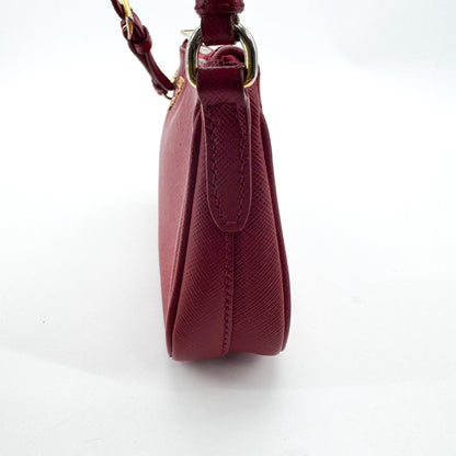 Prada Zip Saffiano Leather, Red, Leather, Shoulder Bag