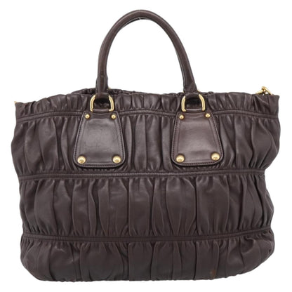Prada Gaufre Nappa Leather, Brown, Leather, Tote Bag