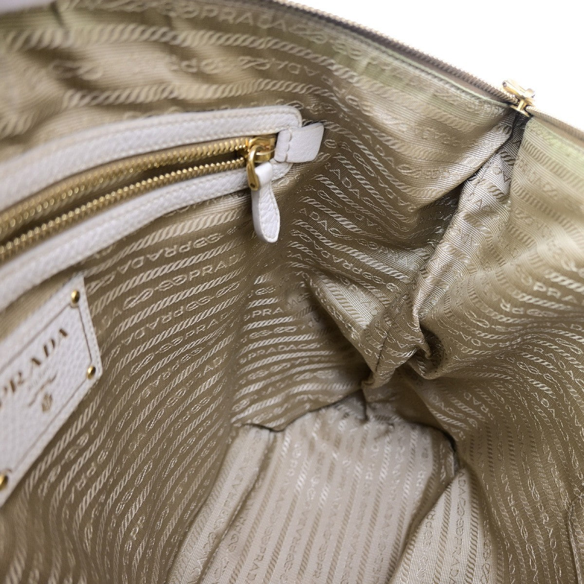 Prada Logo Convertible Shopper Canvas, Brown, Canvas, Tote Bag