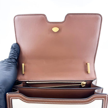 Burberry TB Crossbody Bag Canvas and Leather, Brown, Canvas, Crossbody Bag
