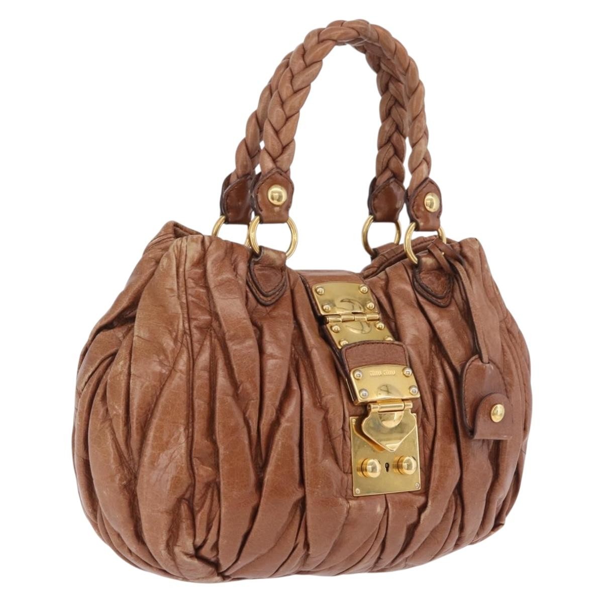Miu Miu Coffer Satchel Matelasse Leather, Brown, Leather, Handbag