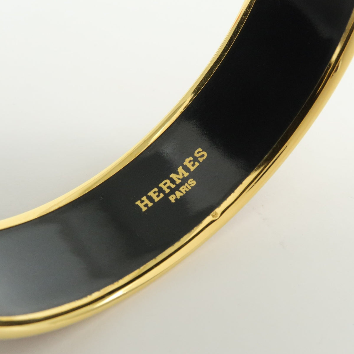 Hermes Bangle Printed Enamel, Red, Gold Plated, Bracelet