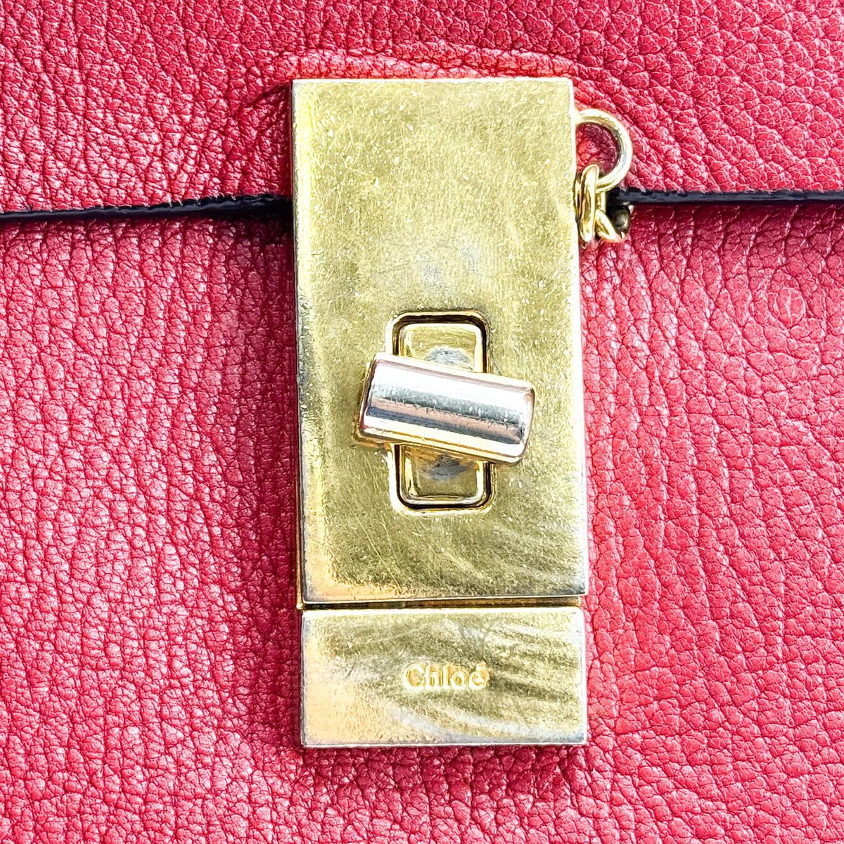 Chloe Drew Leather, Red, Leather, Crossbody Bag
