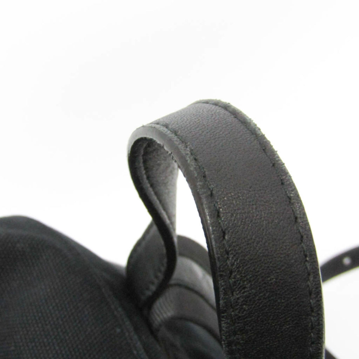 Bottega Veneta Drawstring Printed Canvas with Intrecciato Leather, Black, Canvas, Backpack