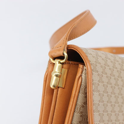 Celine Vintage Macadam Canvas and Leather, Beige, Canvas, Shoulder Bag