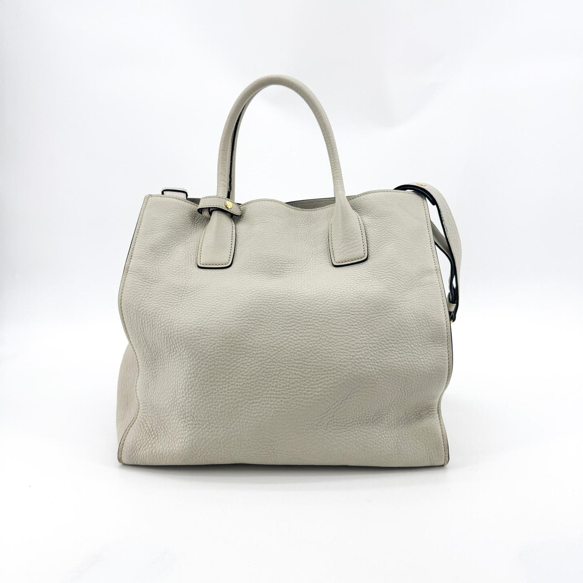 Prada Convertible Shopper Tote Vitello Daino, Gray, Leather, Tote Bag