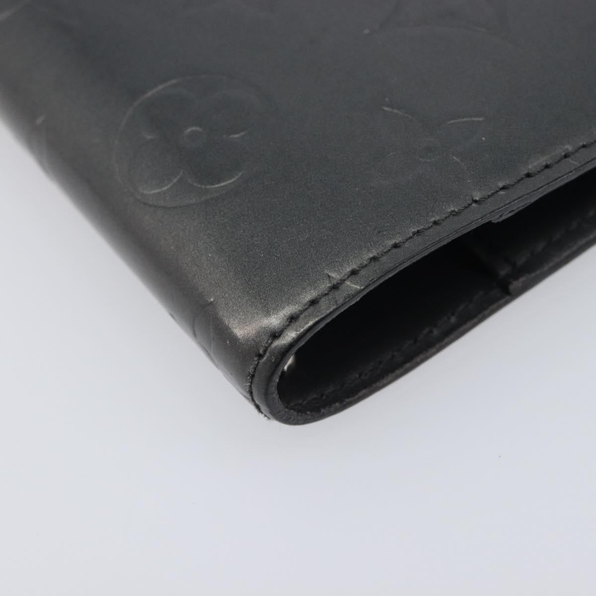 Louis Vuitton Agenda Cover Patent Leather, Black, Canvas, Wallet