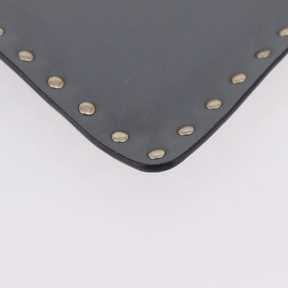 Valentino Garavani Rockstud Pouch Leather, Gray, Leather, Clutch