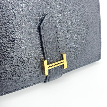 Hermes Bearn Epsom, Black, Leather, Wallet