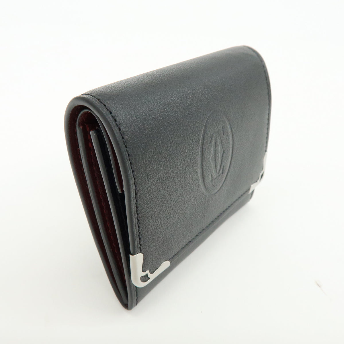 Cartier Coin Purse Must de Cartier Leather, Black, Leather, Wallet
