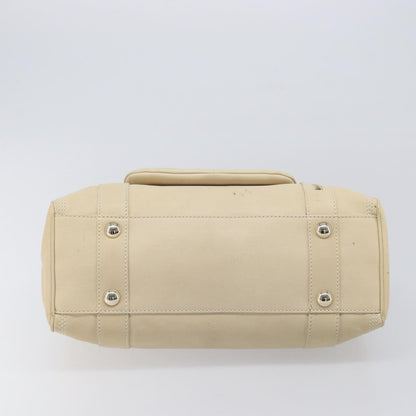 Celine Vintage Kisslock Frame Leather, Beige, Leather, Handbag