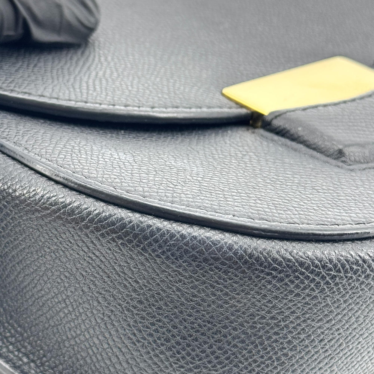 Celine Trotteur Calfskin, Black, Leather, Crossbody Bag