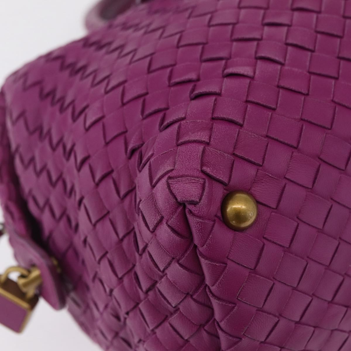 Bottega Veneta New Boston Intrecciato Nappa, Purple, Leather, Handbag