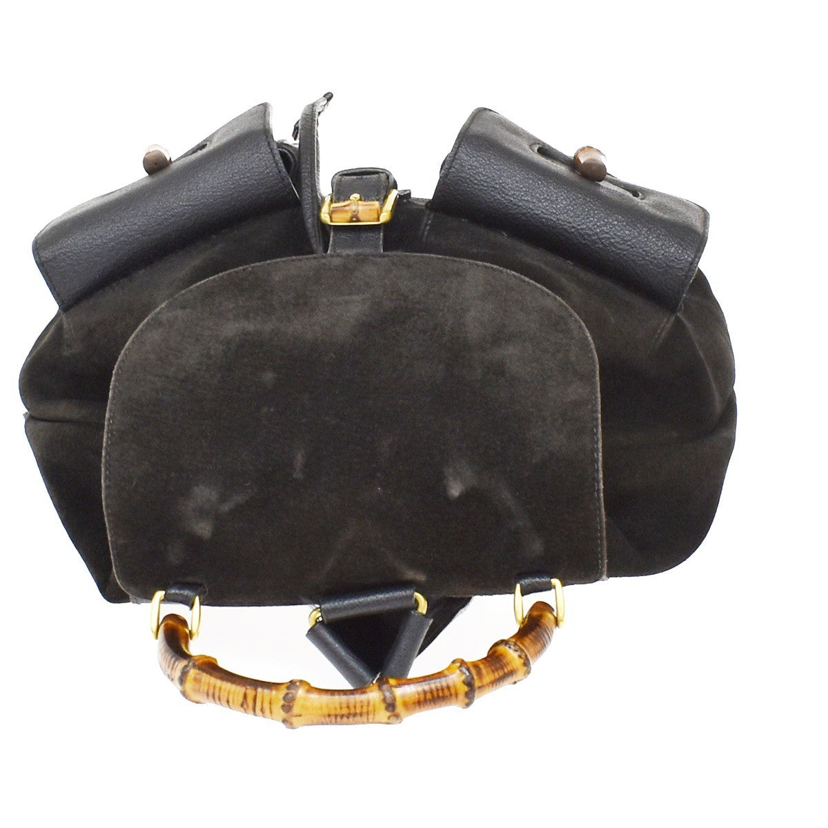 Gucci Vintage Bamboo Suede, Black, Suede, Backpack