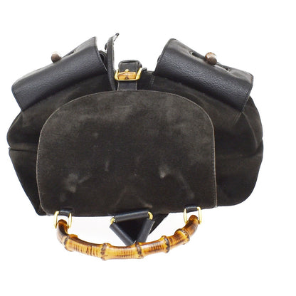 Gucci Vintage Bamboo Suede, Black, Suede, Backpack