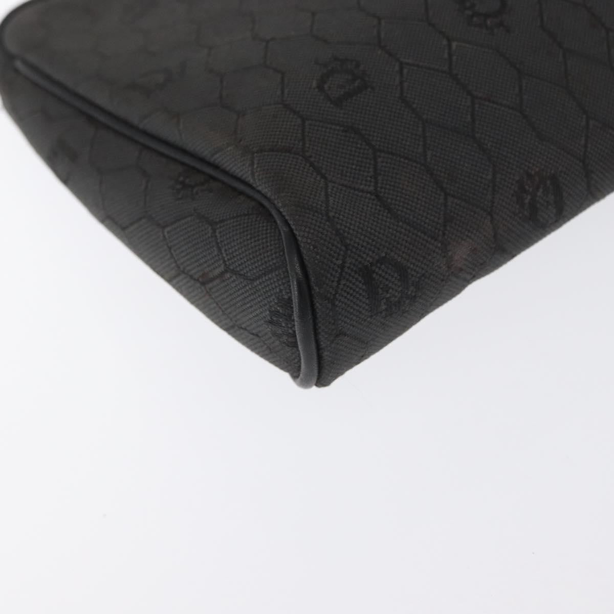 Christian Dior Vintage Honeycomb Zip Coated Canvas, Black, Canvas, Clutch