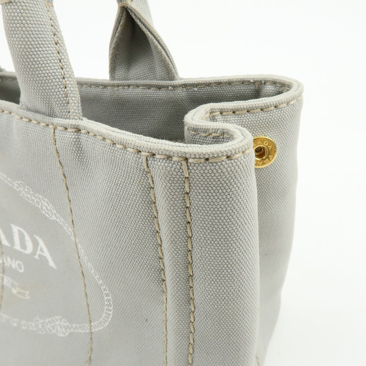 Prada Canapa Convertible Canvas, Gray, Canvas, Tote Bag