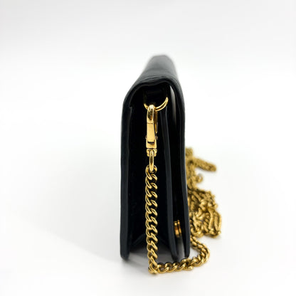 Prada Wallet on Chain Saffiano Leather, Black, Leather, Crossbody Bag