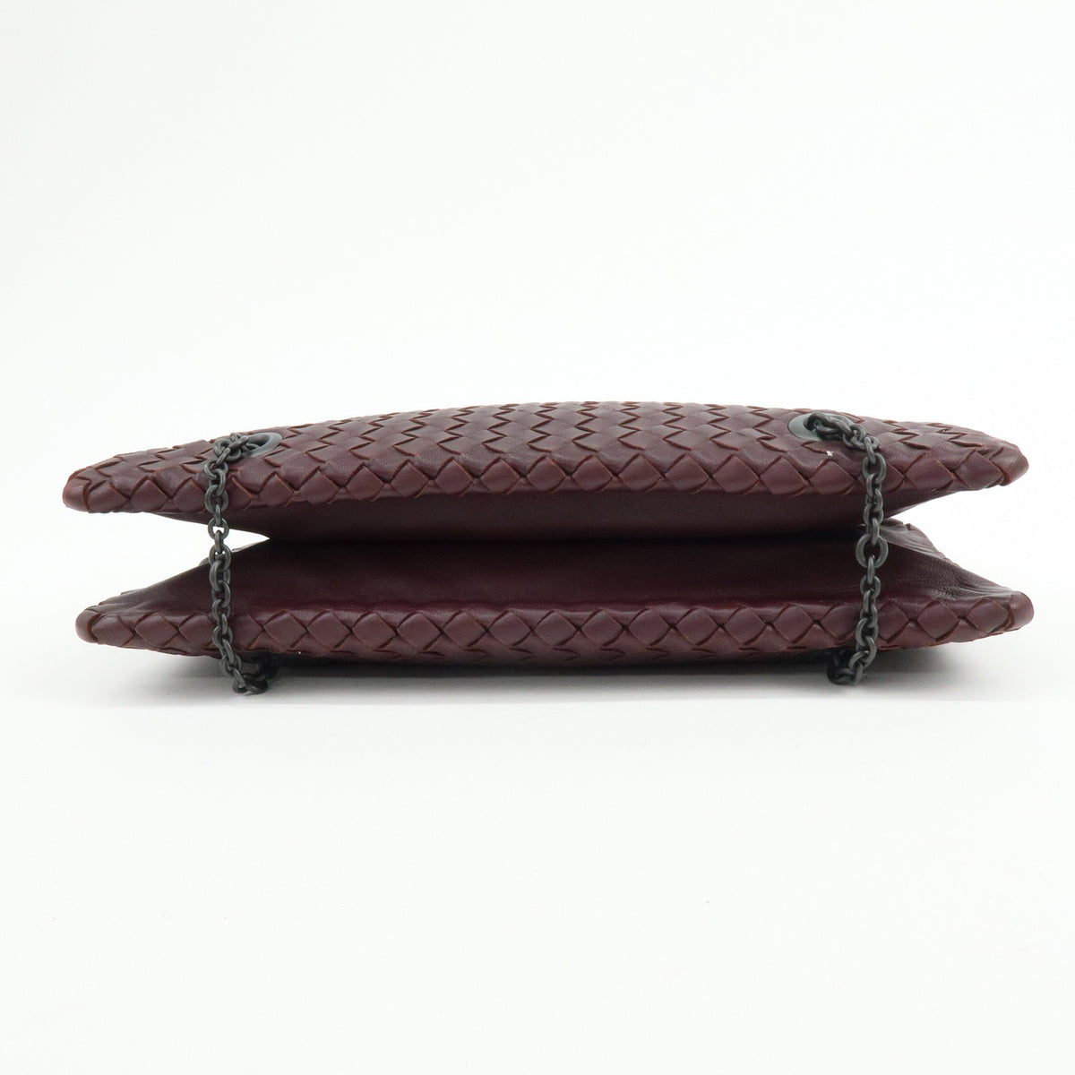 Bottega Veneta Double Chain Intrecciato Nappa, Burgundy, Leather, Tote Bag