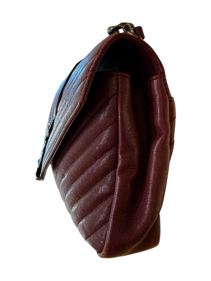 Saint Laurent Classic Monogram College Matelasse Chevron Leather, Burgundy, Leather, Handbag