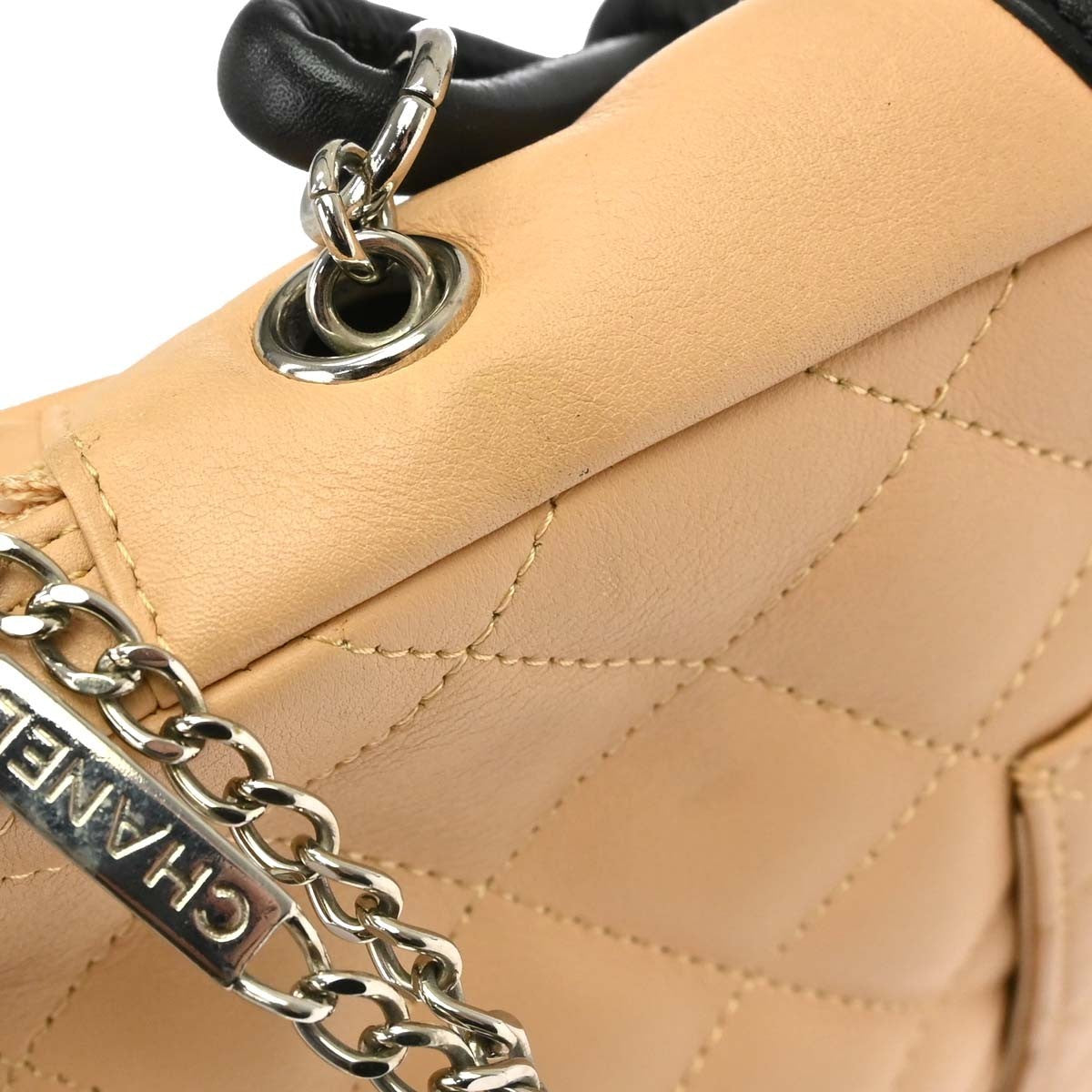 Chanel Cambon Quilted Leather, Beige, Leather, Shoulder Bag