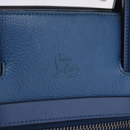 Christian Louboutin Trictrac Portfolio Leather and Spiked Leather, Blue, Leather, Handbag