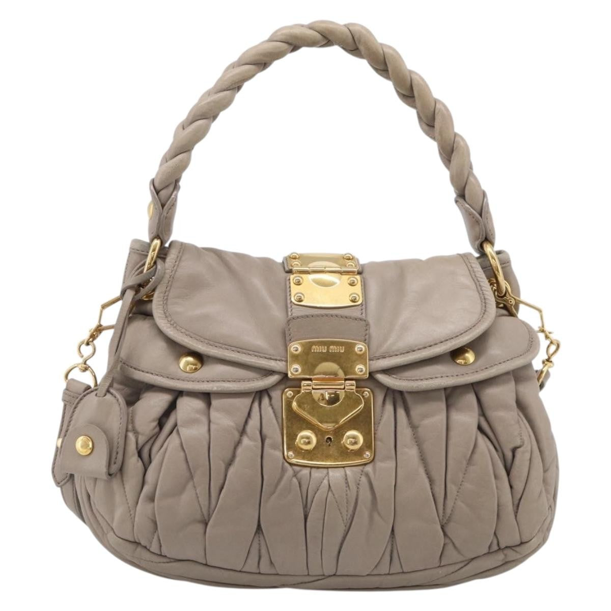 Miu Miu Coffer Hobo Matelasse Leather, Beige, Leather, Handbag