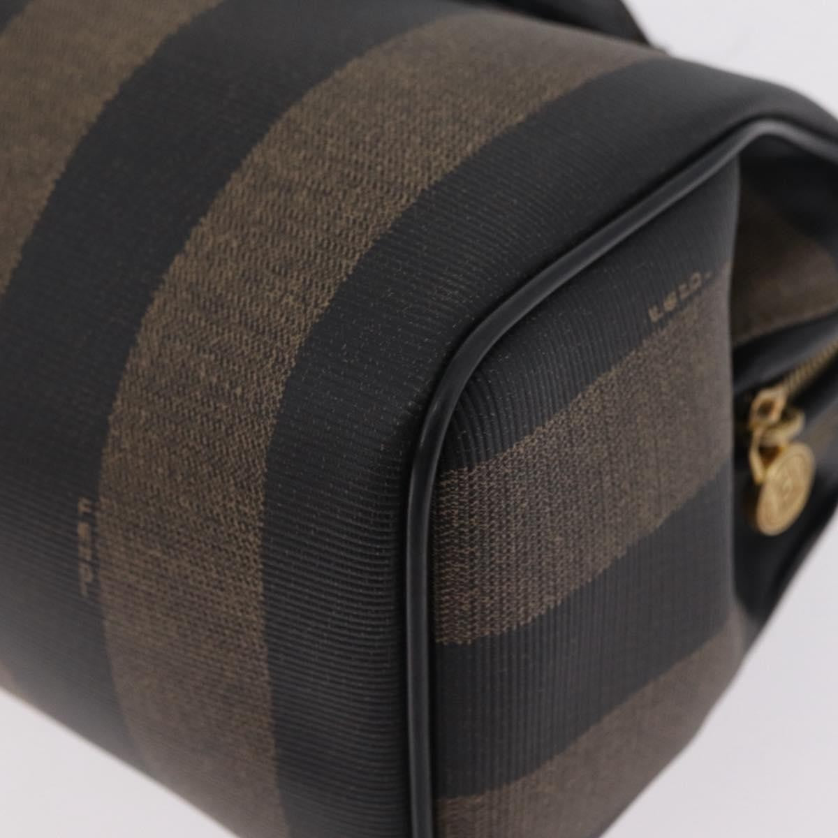 Fendi Vintage Pequin Boston Coated Canvas, Brown, Canvas, Handbag