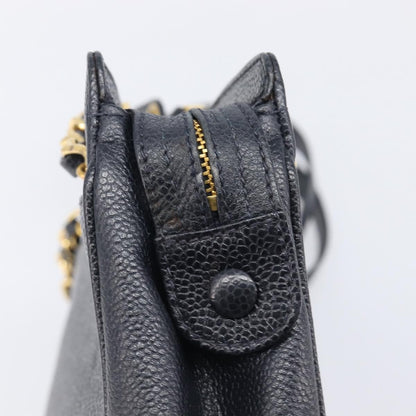 Chanel Vintage Zipped Chain Caviar, Black, Leather, Tote Bag