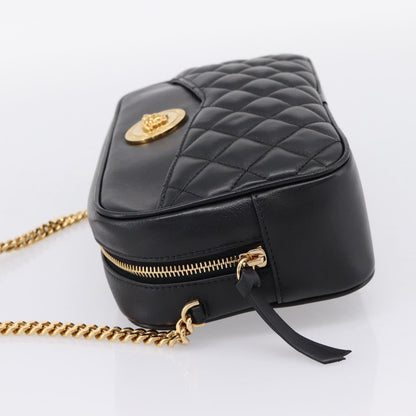 Versace Medusa Icon Front Slip Pocket Camera Quilted Leather, Black, Leather, Handbag