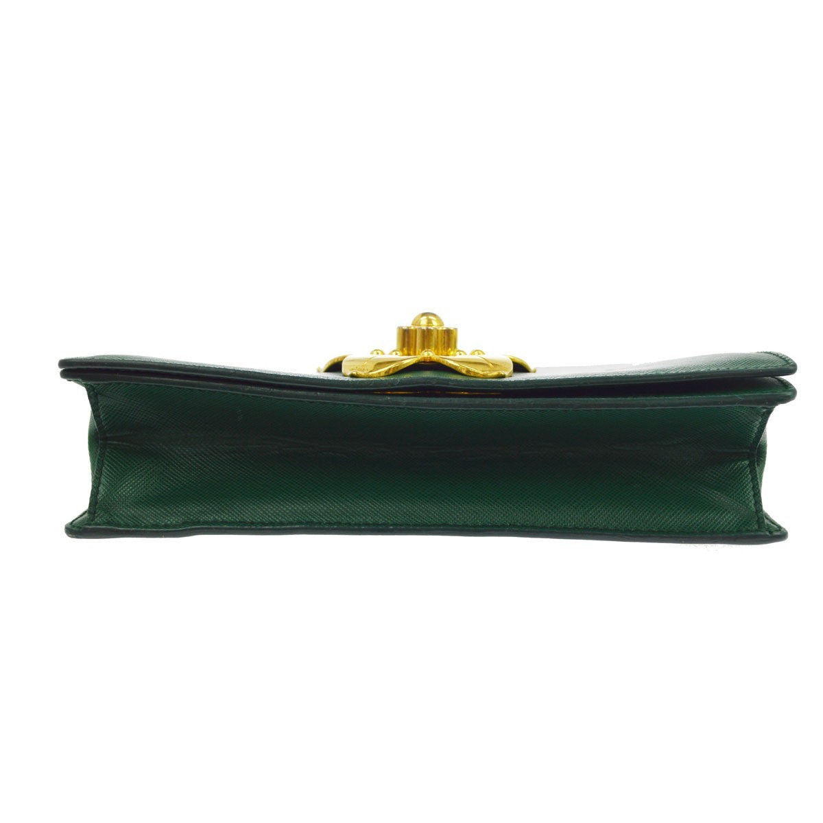 Prada Corolle Chain Saffiano with Metal, Green, Leather, Shoulder Bag