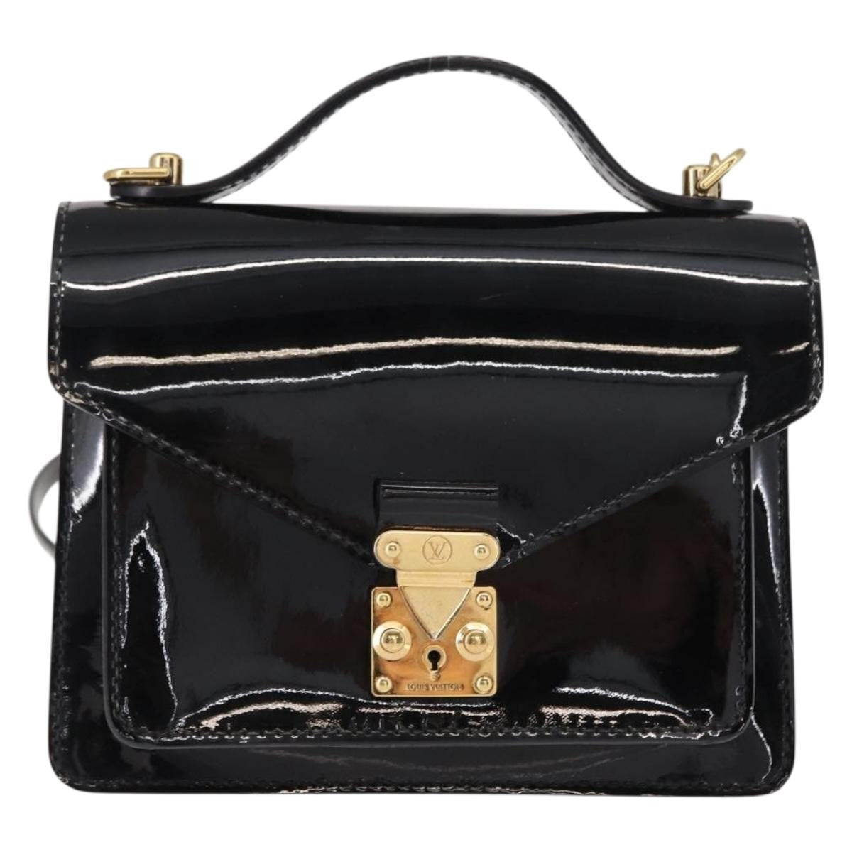 Louis Vuitton Monceau Vernis, Black, Patent Leather, Handbag