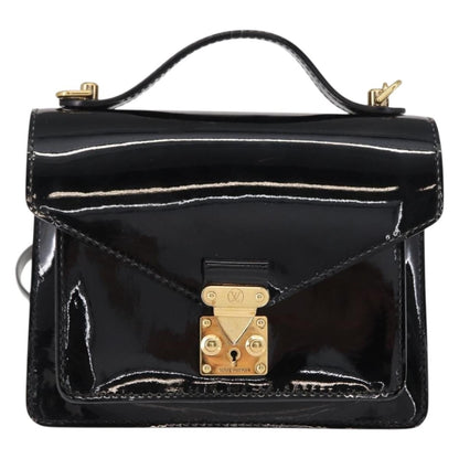 Louis Vuitton Monceau Vernis, Black, Patent Leather, Handbag