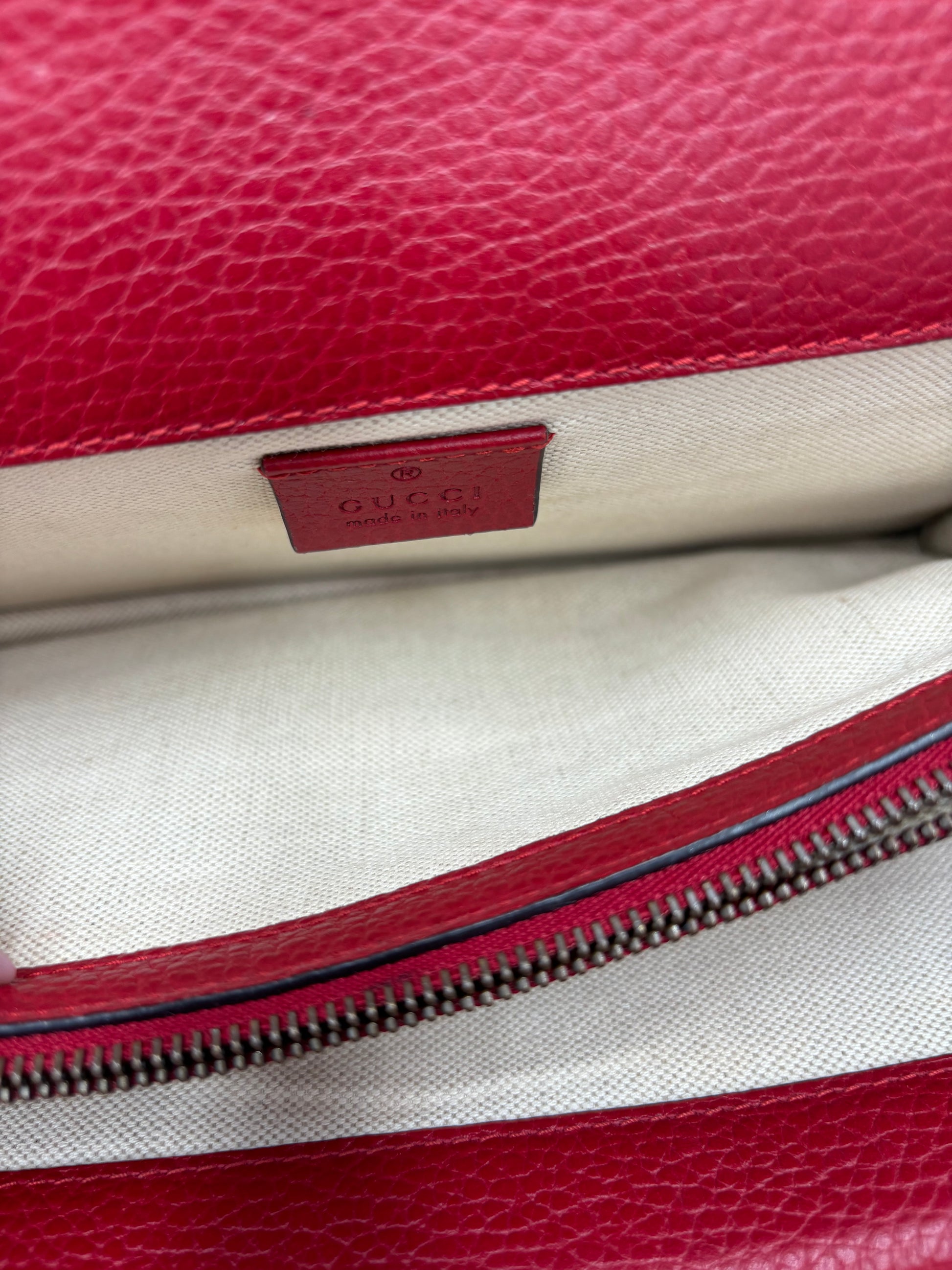 Gucci Dionysus Chain Leather, Red, Leather, Shoulder Bag