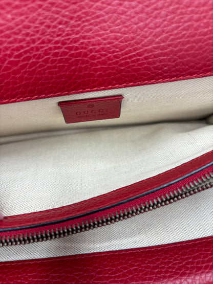 Gucci Dionysus Chain Leather, Red, Leather, Shoulder Bag