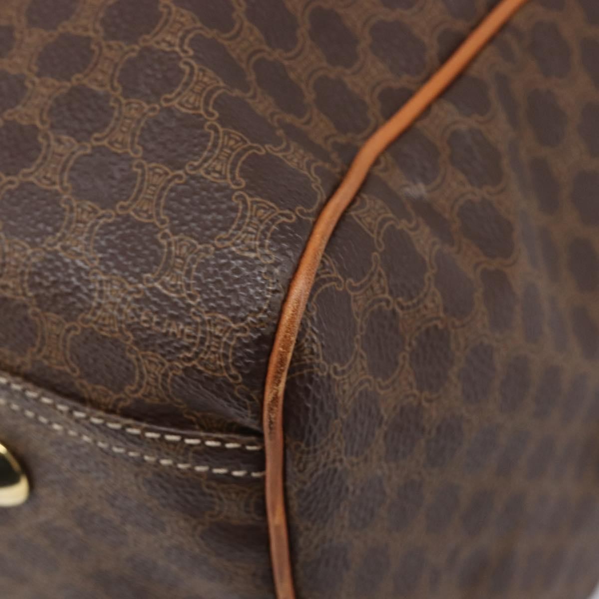 Celine Boston Triomphe Coated Canvas, Brown, Canvas, Handbag