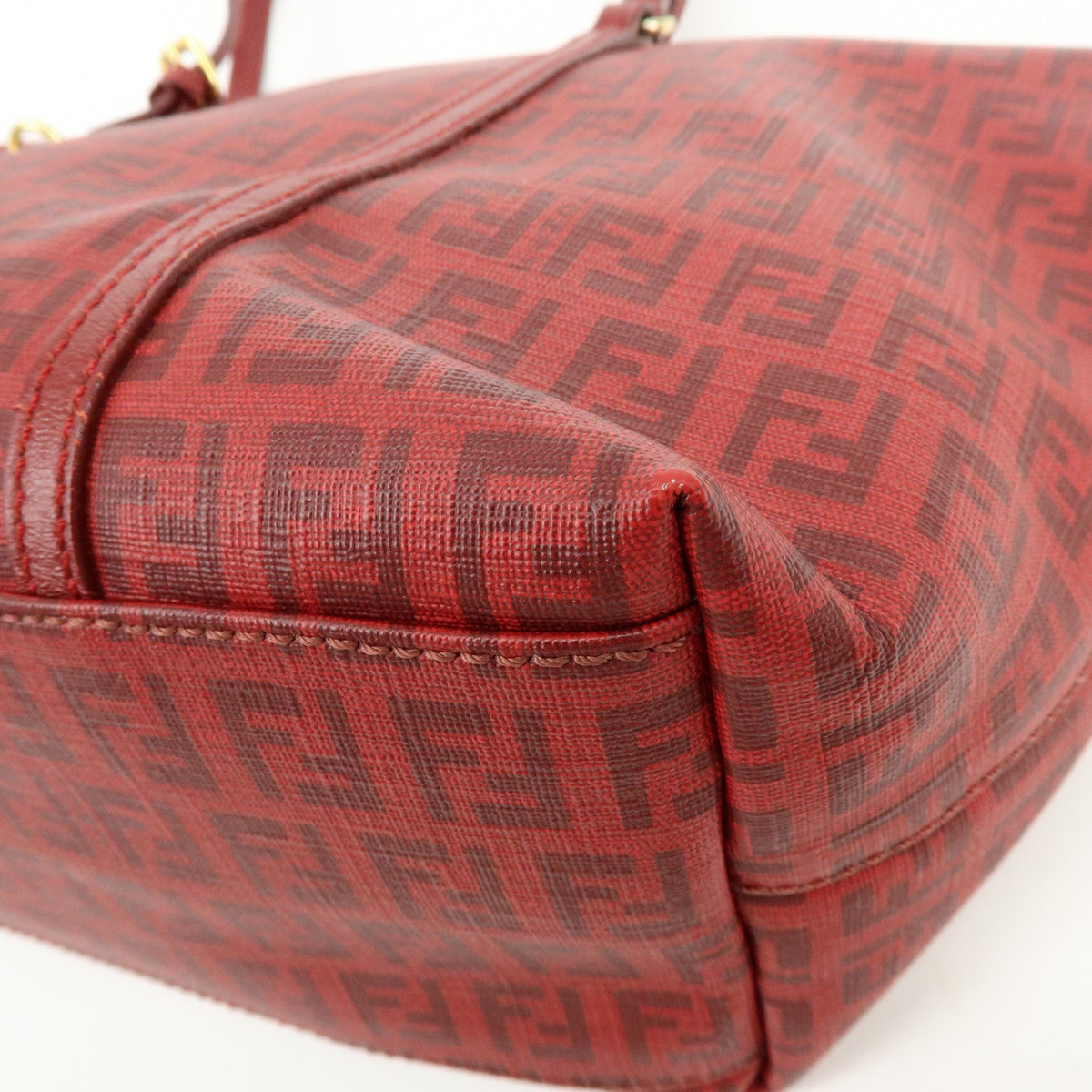 Fendi Superstar Zucchino Coated Canvas, Red, PVC, Tote Bag