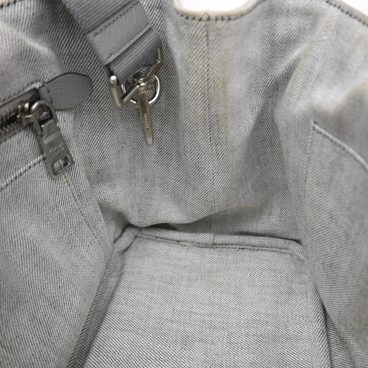 Prada Canapa Convertible Rhinestone Embellished Canvas, Gray, Canvas, Tote Bag