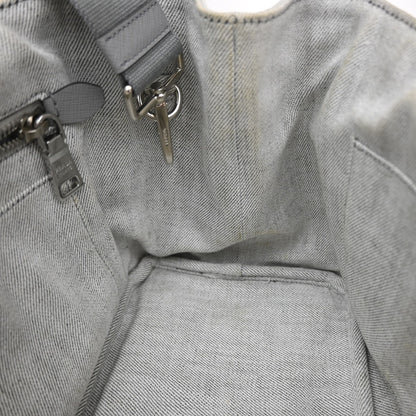 Prada Canapa Convertible Rhinestone Embellished Canvas, Gray, Canvas, Tote Bag